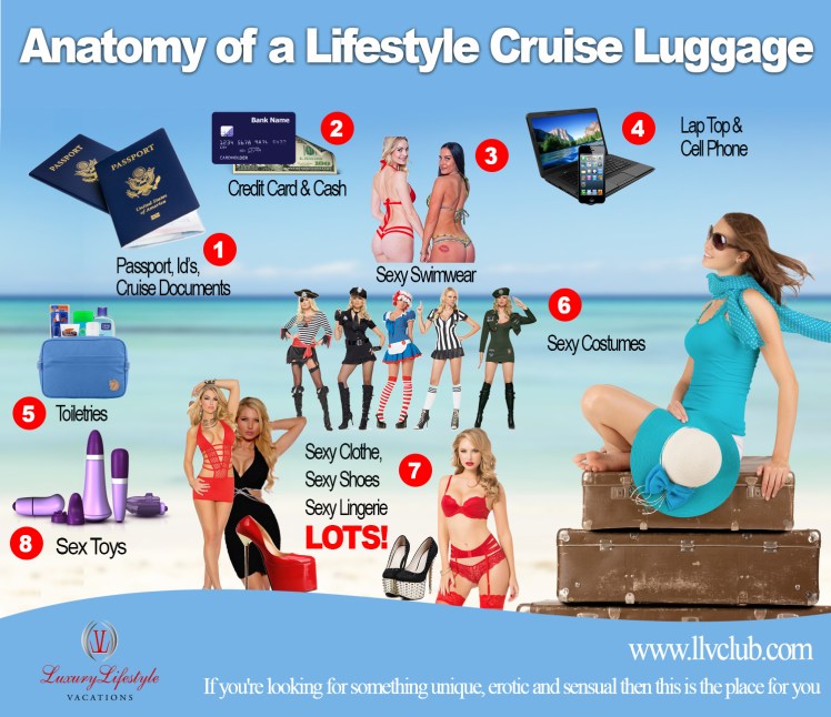 anatomy of a swingers cruise luggage, swingers cruise, what to pack for a swingers cruise, lifestyle cruises